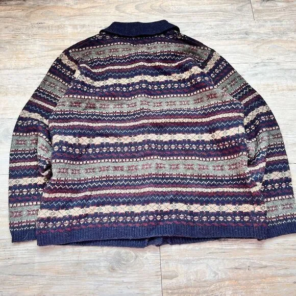 Croft & Barrow Fair Isle Cardigan Eclectic Grandpa Grandma Cottage Navy Button S - Picture 2 of 10